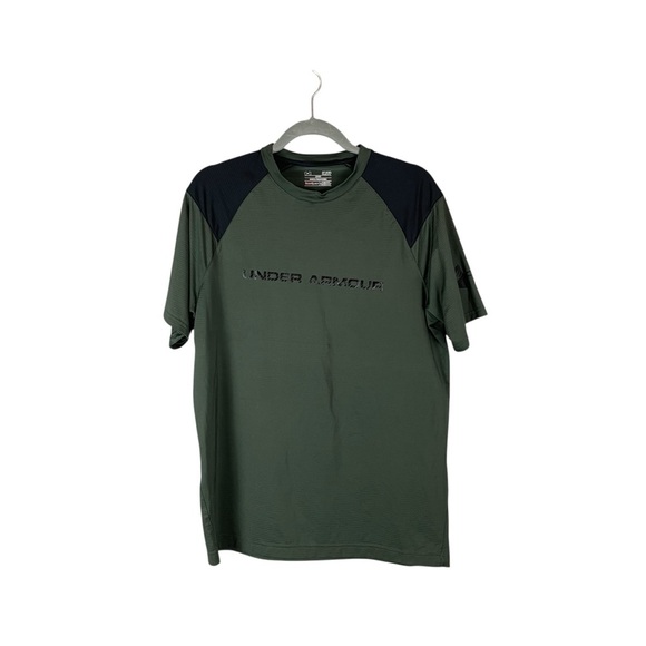 Under Armour HeatGear Loose Fit Short Sleeve Shirt Green & Black Size Small - Picture 2 of 6